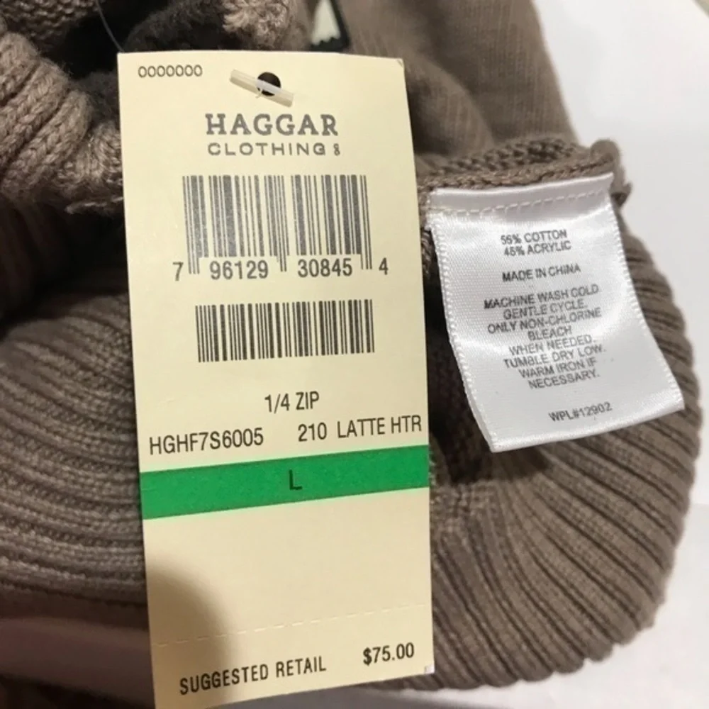 HAGGAA 1/4 zip Pullover Latte long sleeve Large